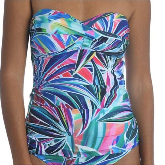 La Blanca Palm Opulence Bandeau Tankini 8 NWT - Picture 1 of 5